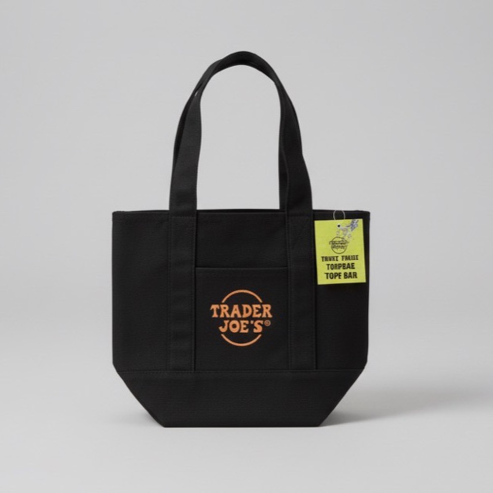 NWT🖤🧡Black & orange Trader Joe's Mini Canvas Tote Bag